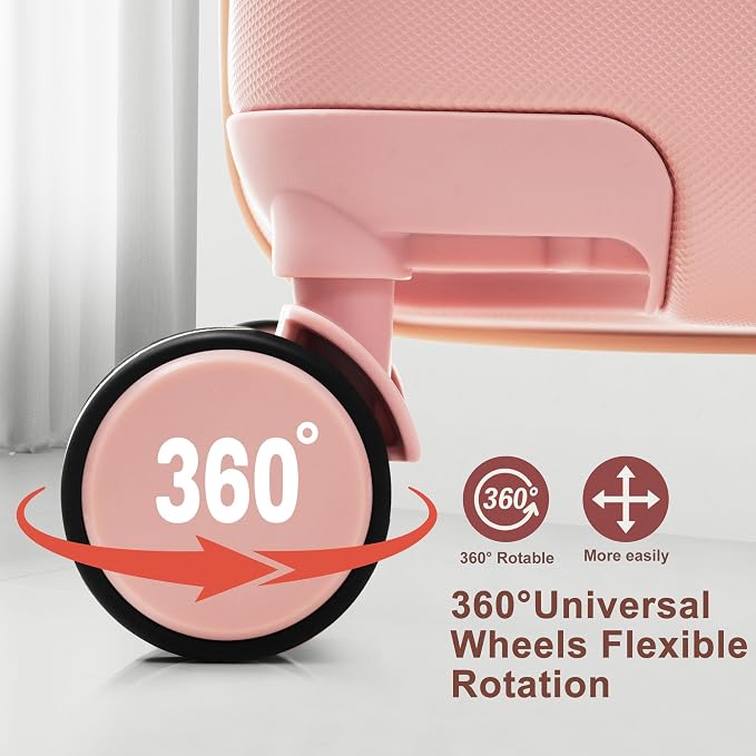 Hardshell Luggage Sets, Lightweight Suitcases with Spinner Wheels, Pink - Image 5
