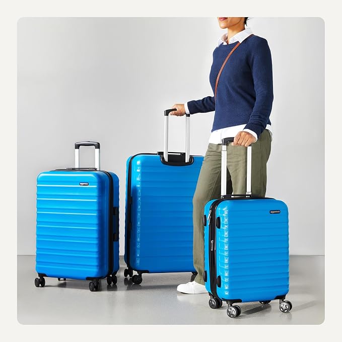 Amazon Basics 3-Piece Hardside Expandable Travel Luggage Set (21", 26", 30"), Scratch-Resistant Suitcases with Multi-directional Wheels, Carry-on and Checked Bags, Light Blue - Image 3