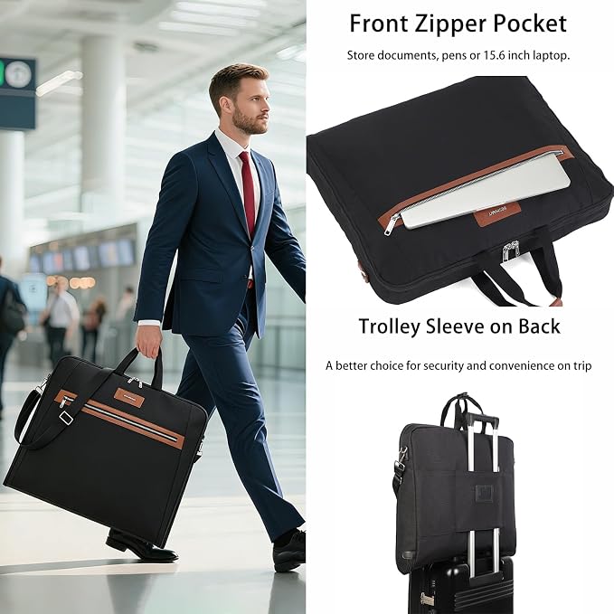 Waterproof Foldable Garment Bags for Travel, 51" Large Travel Hanging Bags for Clothes, Carry on Suit Bag with Strap for Men Women, Wrinkle Free Luggage Suit Cover for Business Trips(Brown) - Image 2