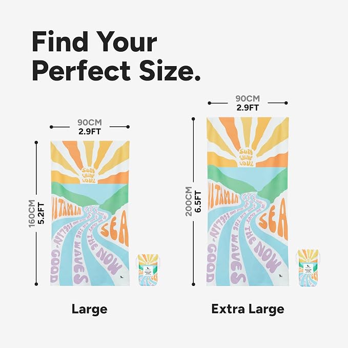Dock & Bay Beach Towel - Quick Dry, Sand Free - Compact, Lightweight - 100% Recycled - Includes Bag - Vitamin Sea - Extra Large (200x90cm, 78x35) - Image 5