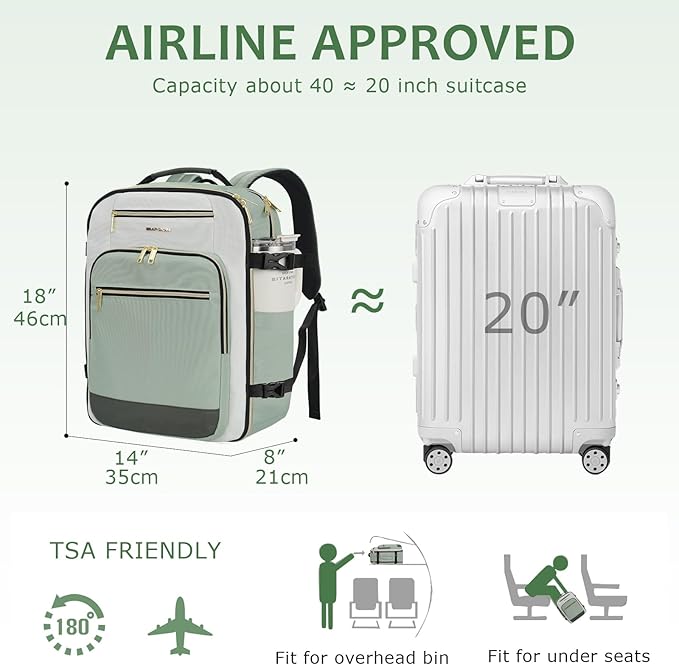 EMPSIGN 40L Travel Backpack for Women & Men | Airline Approved Carry On, TSA Personal Item Bag, Waterproof, Overnight Weekender Essentials, Fits 17" Laptop - Image 3