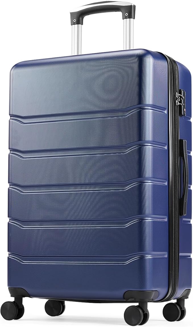 OLIXIS 24 Inch Luggage, Hardside Suitcase with Spinner Wheels, Lightweight ABS Hard Shell Checked Luggage, TSA Approved Lock, Expandable Medium Suitcase for Travel & Business–Blue by OLIXIS