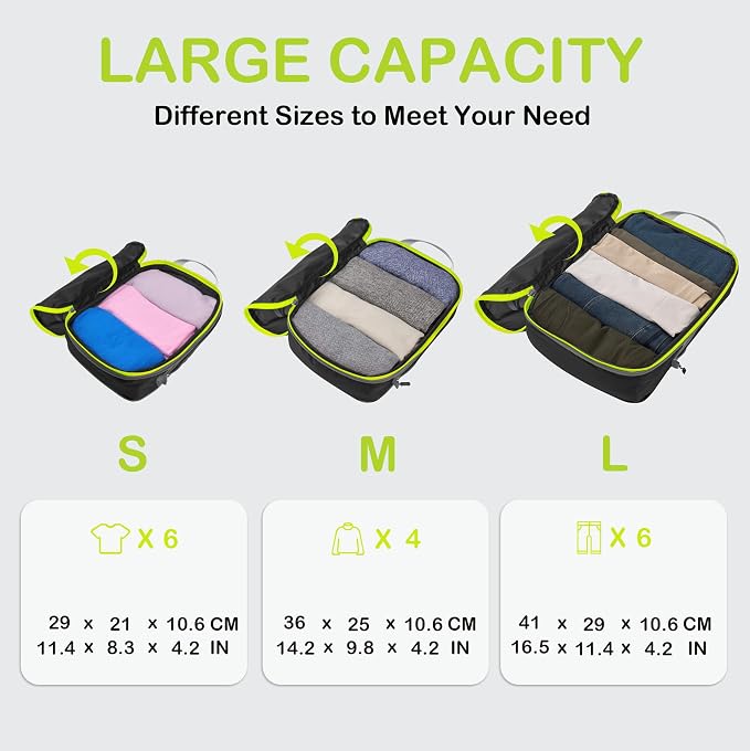 Cipway Compression Packing Cubes, Ultralight Luggage Organizer Bags, Travel Essentials for Carry on Suitcase (3 Piece,Black) - Image 5