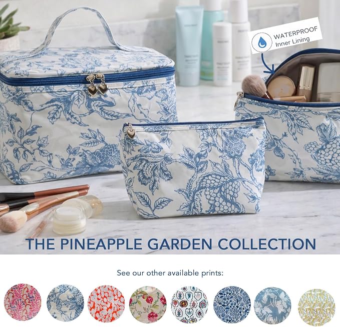 Jacaranda Living Large Makeup Bag – Water-Resistant Cosmetic & Toiletry Organizer with PVC-Lined Interior, Travel Makeup Case, Pineapple Garden - Image 6