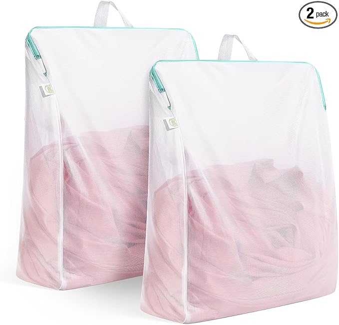 OTraki Large Mesh Laundry Bags, 20 x 24 inch Net Laundry Bags, Reusable Laundry Bags with Zips, Washing Bag with Handles for Washing Machine Delicates Clothes College Dormitories Apartments (2 Packs) by OTraki