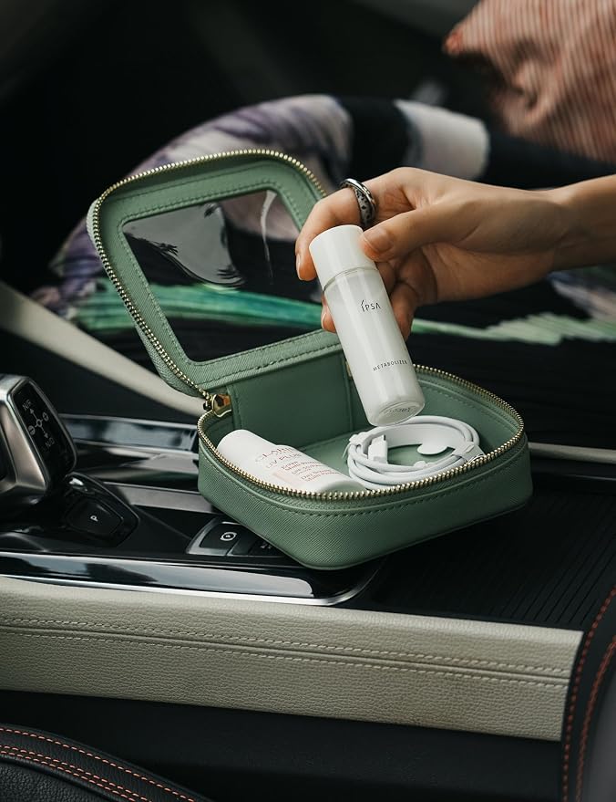 Popvibe Small Clear Makeup Bag Mini Travel Cosmetic Case Transparent Toiletry Bag with Zipper, Portable Make Up Organizer Traveling Compact Car Bag for Essentials, Sage Green, Mini - Image 8