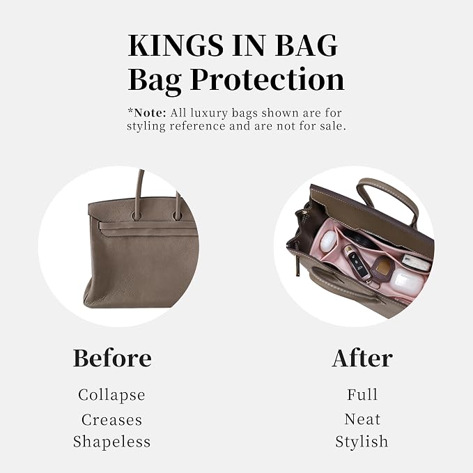 Satin Purse Organizer for Birkin 30 Retourne, Mauve Sylvestre | Custom Fit, Multiple Pockets, Lightweight Purse Essentials, Ideal for Travel, Shopping, and Daily Use - Image 4