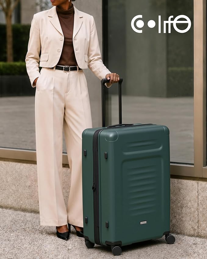 Coolife Checked Suitcases Luggage: Large Travel Luggage with Spinner Wheels Expandable Hardside Suitcases with TSA Lock,29 Inch Green - Image 9