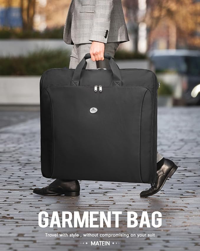 MATEIN Garment Bags for Travel, Large Double Layer Suit Bag Up to 6 Suits | Foldable Carry On Garment Luggage, Convertible Business Suitcase, For Hanging Clothes, For Men Women, Shoulder Strap, Black - Image 7