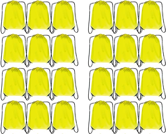 Drawstring Backpack Bulk 24Pcs Draw String Backpack Bags DIY Gym Sports Traveling Yoga Cinch Bag Sackpack Drawstring(yellow) by Unknown