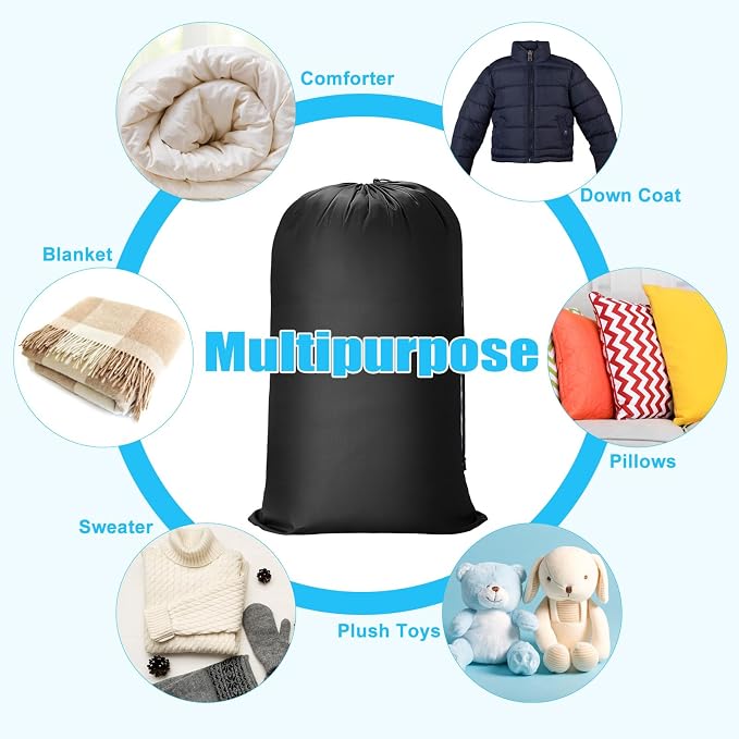 Nuogo 20 Pcs Laundry Bag Washable Travel Laundry Bags with Drawstring Lock Closure Large Heavy Duty for Camping Tent Blankets Dirty Clothes Yarn Fabric Storage, 38 x 24 Inches(Black, Pink) - Image 6