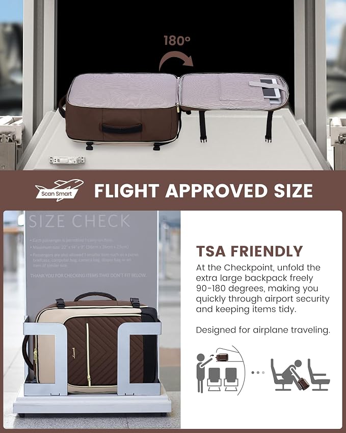 LOVEVOOK Large Travel Backpack for Women, TSA Carry on Backpack for Airplanes, 50L Personal Item Travel Bag for Women fits 17" Laptop,Waterproof Carry on Bag Airplane Approved with 3 Packing Cubes - Image 2