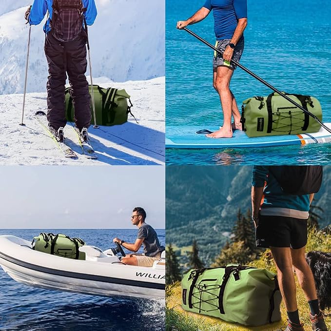 80L Dry Bag Large Waterproof Bag Roll-Top Heavy Duty Fishing Duffel Bag with Durable Straps & Handles for Kayaking Paddle boarding Boating Rafting Fishing - Image 7