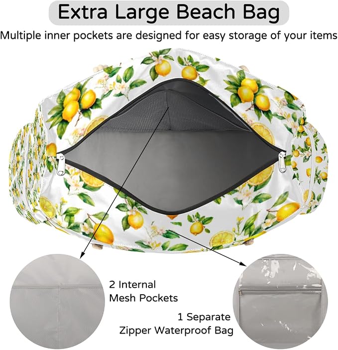 Large Beach Bag with Zipper Beach Bags for Women Water Resistant Swim Pool Bag - Image 7