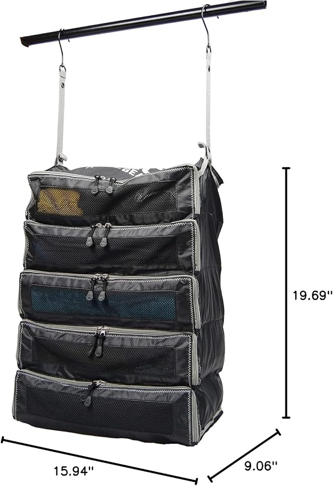Pack Gear Hanging Suitcase Organizer - Our XL Hanging Luggage Organizer Perfectly Fits Any Suitcase - Our Packing Cubes For Travel Use Mesh Windows to Make Finding Any Outfit Easy (Black, XL) - Image 2