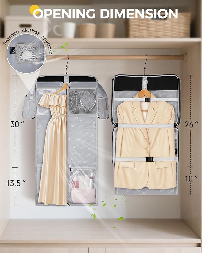 MATEIN Carry On Garment Bags for Travel, Womens Garment Bag Up to 5 Suits | For Dresses, Aroma Pads & USB, 22x14x9, Convertible Hanging Clothes Suit Carrier, Shoe Compartment, Fit 15.6" Laptop - Image 6