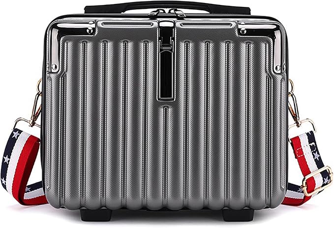 Mini Suitcase Hard Shell Makeup Case Stress-Resistant ABS Hard Makeup Travel Case Portable Hand Luggage with Shoulder Strap for Travel Camping Home Organizer Dark Grey by Duleylv-BetterLife