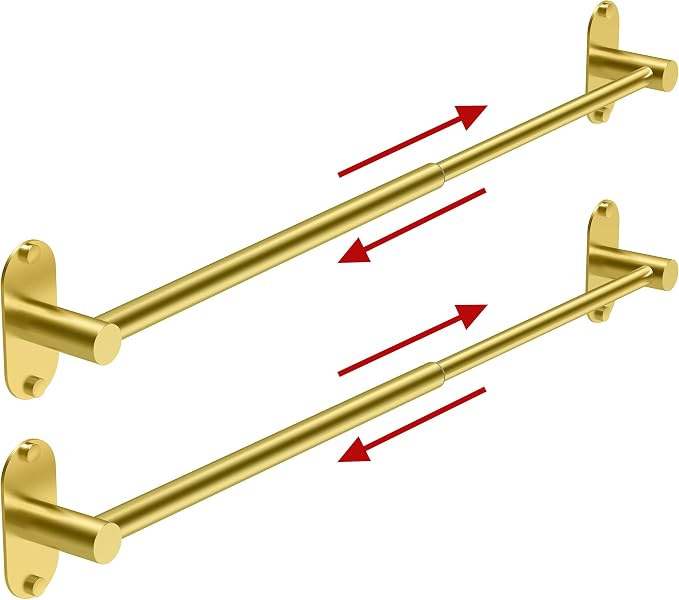 Towel Bar, Adjustable 16.7inch–28.5inch Towel Rack, Self Adhesive Towel Racks for Bathroom Wall Mounted, 304 Stainless Steel Hand Towel Holder, for Kitchen Use (Gold, 2Pack) by MIROAMZ