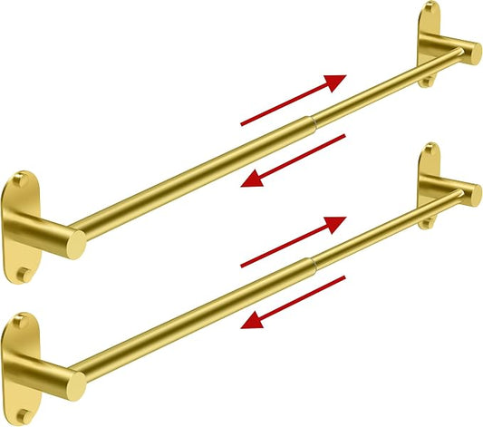 Towel Bar, Adjustable 16.7inch–28.5inch Towel Rack, Self Adhesive Towel Racks for Bathroom Wall Mounted, 304 Stainless Steel Hand Towel Holder, for Kitchen Use (Gold, 2Pack) by MIROAMZ