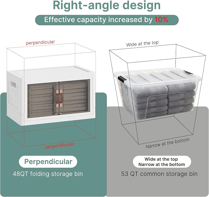UAMFURI 240QT Lockable Plastic Storage Bins, 5 Pack Collapsible Cabinets | Stackable Organizer with Doors & Wheels, Foldable Containers for Bedroom, Dorm, Office & Garage Storage - Image 4