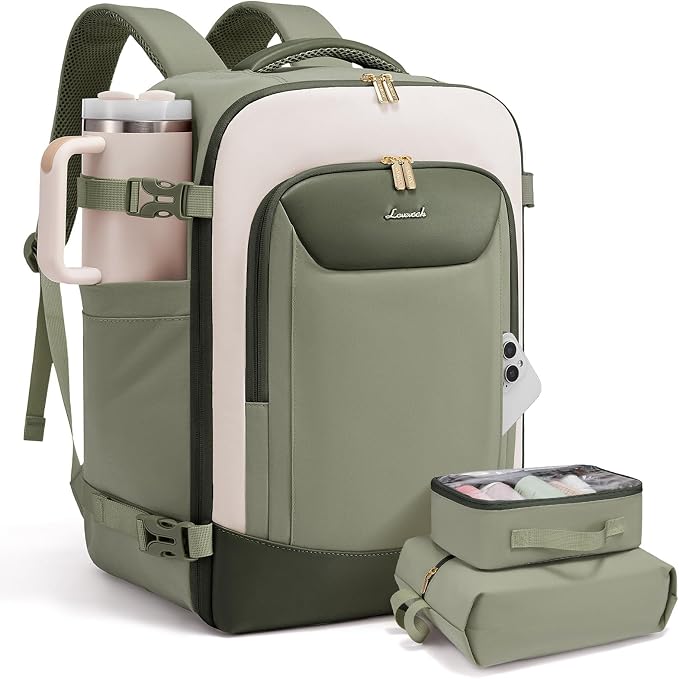 LOVEVOOK 50L Travel Backpack for Women Men, Large Carry on Backpack for Airplanes TSA Personal Item Travel Bag fits 17.3" Laptop, Waterproof Weekender Essentials Airline Approved with 2 Packing Cubes by LOVEVOOK