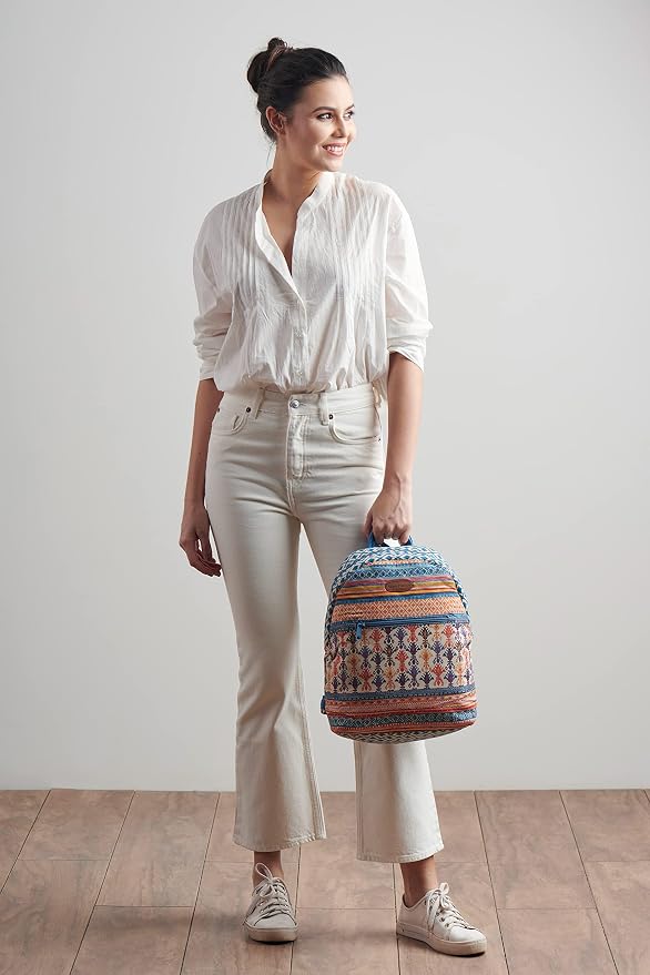 Maison d' Hermine Backpack for Women Men Cotton Shoulder Multipurpose Rucksack with Small Pouch Lightweight Multi Pocket Bag for Travel Work Beach Perfect for Spring Summer (Ikat - Iktan) - Image 8