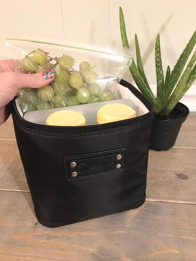Sarah Wells Cold Gold Breastmilk Cooler Bag with Safety Tested Ice Pack – Insulated Milk Storage for Work, Travel & Daycare – Fits Bottles & Pump Parts – Durable, Washable (Black) | Fully-Lined Insulated Interior, Fits 4-6 Bottles, Zippered Lid, Great ... - Image 6