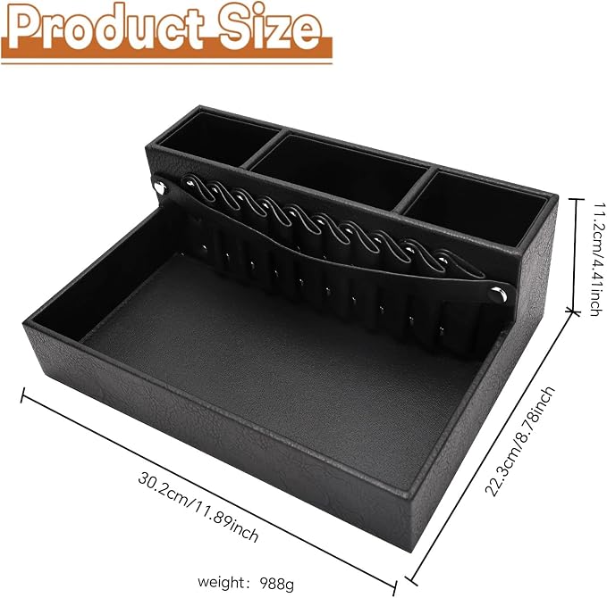 Barber Station Tray for Scissors Holder & Clippers Organizer, Barber Accessories Storage Station for Combs/Hair Clip/Trimmers, Barber Salon Home Desktop Tool Organizer(Small 11.9" x 8.8" x 4.4") - Image 7