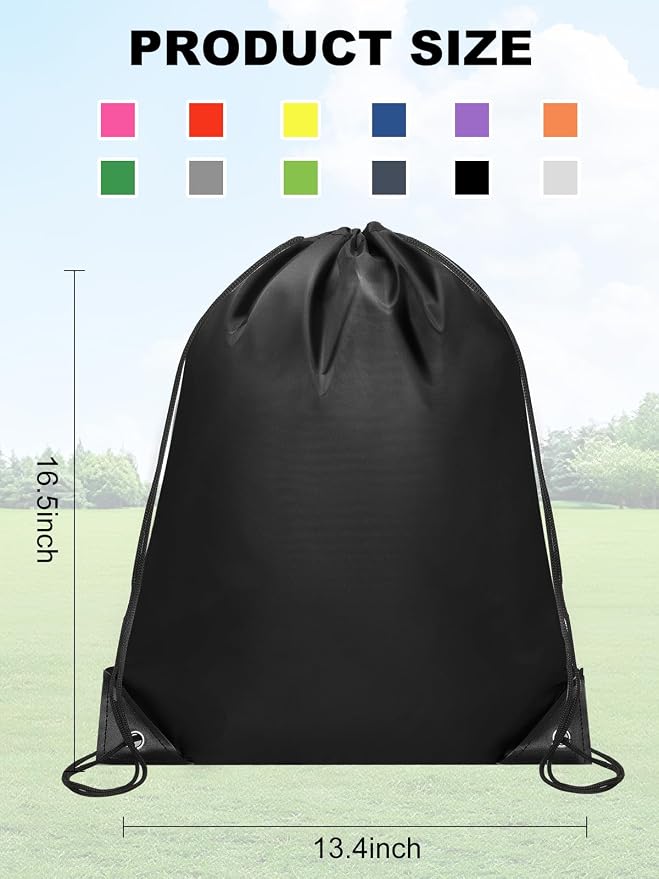 ZenNex 50 Pcs Drawstring Backpacks Bulk, 16.5x13.4 Inches Reusable Cinch Sack Bags for Gym Sports Beach School Travel and Party Favors, Assorted Colors(50, Black) - Image 2