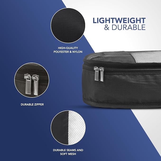 LUGG Lightweight Packing Cubes Set – Durable Polyester Travel Organizers, 4 Sizes for Efficient Packing, Compact and Versatile Travel Accessories (Black, Packing Cube (Set of 4)) - Image 5