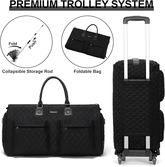 Convertible Rolling Garment Bag, Carry-On Duffle | 3-in-1 carry-on rolling duffle bag with wheels, suit carrier for overnight travel for both men and women - Image 2