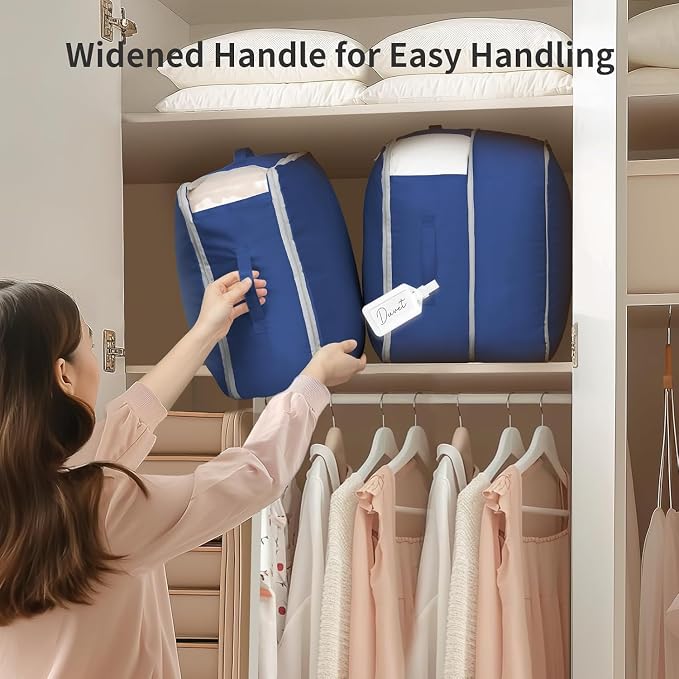 Comforter Storage Bag 66 L - 4 Pack Blanket Storage Organizer Compression Bags, Large Capacity Ultra Space Saving Self Organize for Bedding, Pillow, Duvet, Sheet Storage with Zipper Window - Image 3