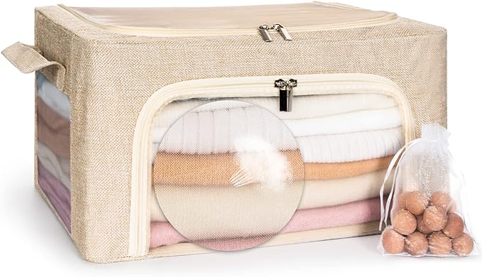 22L Cashmere Sweater Storage Bag with Natural Cedar Balls | BREATHABLE Cashmere Storage Bag Friendly for Knitwear Merino Wool/Knit Sweater for Closet Shelf Wool Clothes Garment Organizer Pouch by ifeolo