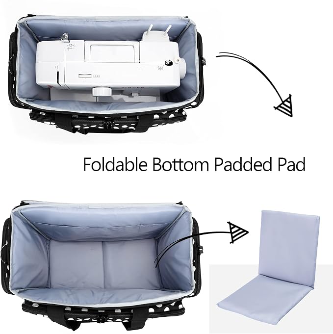 LUXJA Sewing Machine Case with Removable Padding Pad, Black Dots | Travel Case for Most Standard Sewing Machines & Accessories, Bag Only - Image 2