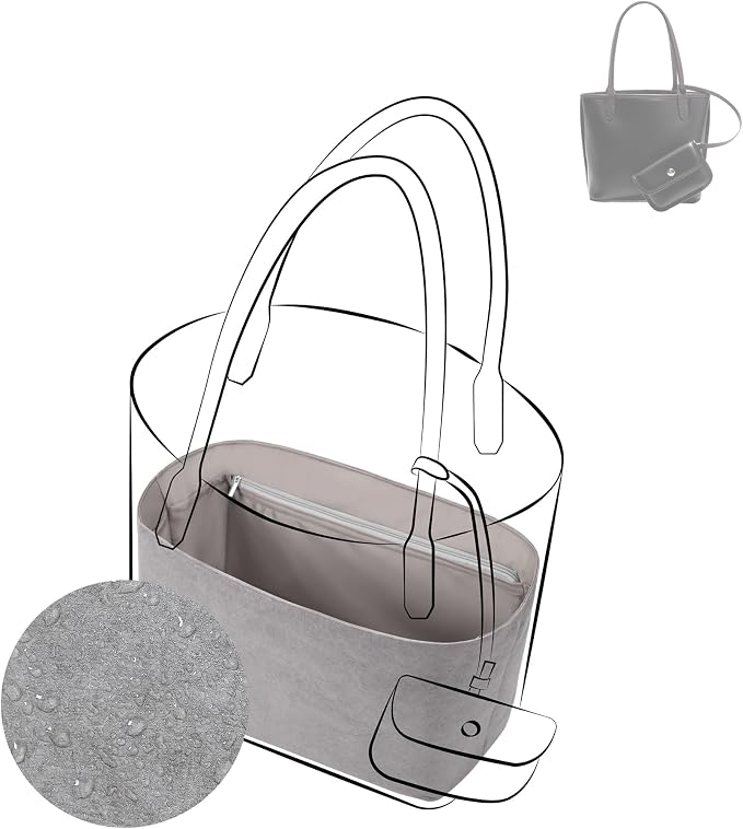 DGAZ Lightweight Purse Organizer Insert for GYARD-Anjou/Artois/SaintLouis Bags,silk and DupontPaper handbag inner for Luxury Bag(Gris Mouette,AnjouMini) by DGAZ