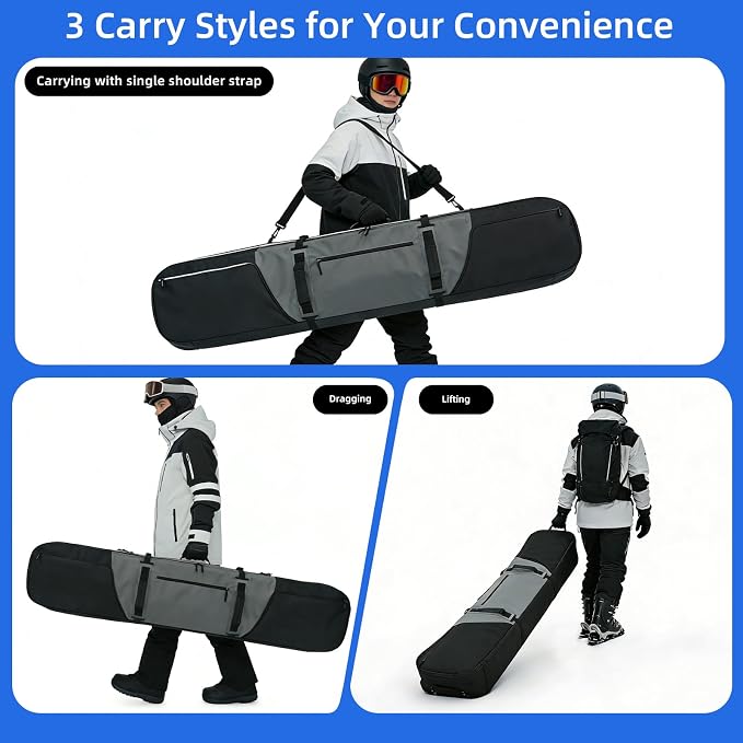 360° Padded Ski and Snowboard Travel Bag, Water-resistant Durable Storage Case for Air Travel and Road Trips - Image 4