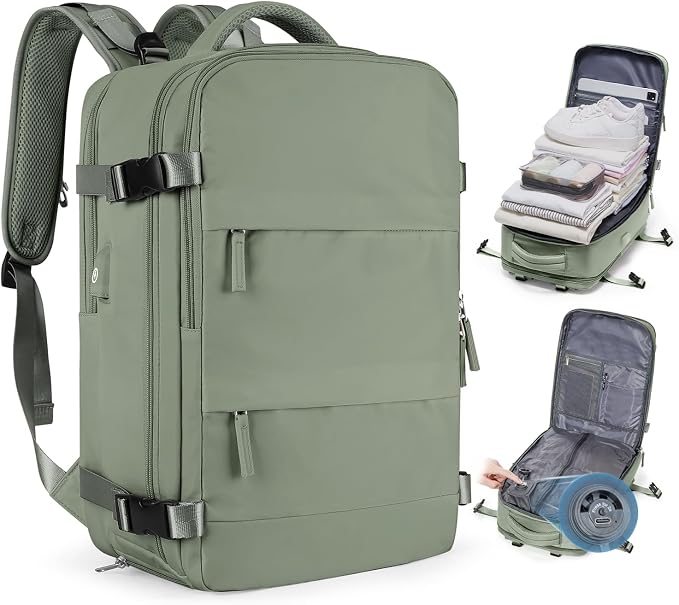 coofay Vacuum Backpack Travel with Pump Vacpack Travel Backpack with Vacuum System Mochila de Viaje Compresion al Vacio Easyvacpack Airbag Backpacks for Traveling Carry on Luggage by coofay