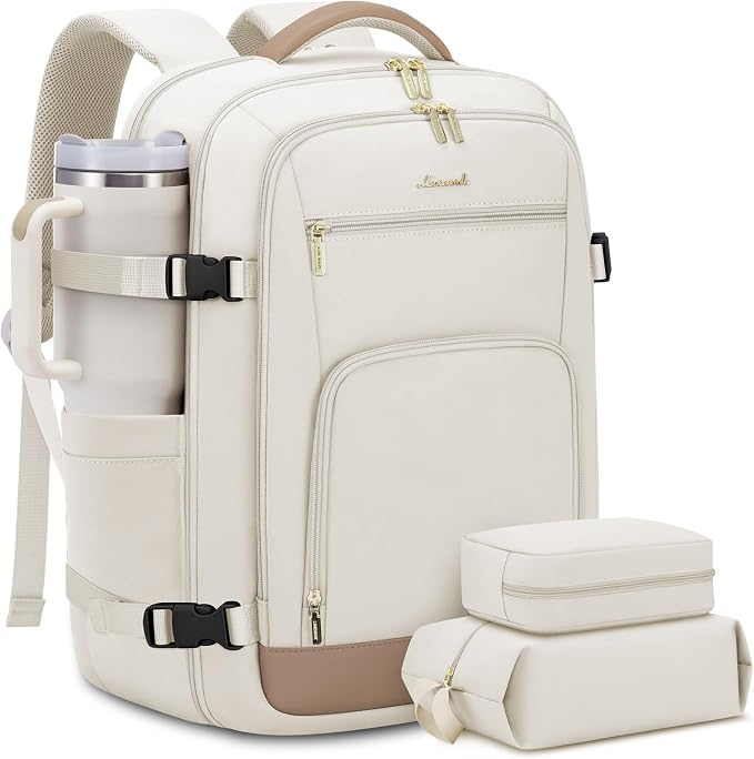 LOVEVOOK 40L Travel Backpack for Women Flight Approved, Carry on Backpack for Airplanes, TSA Personal Item Travel Bag, Waterproof 17 Inch Laptop Backpack, Business Weekender Overnight Daypack, 3Pcs by LOVEVOOK