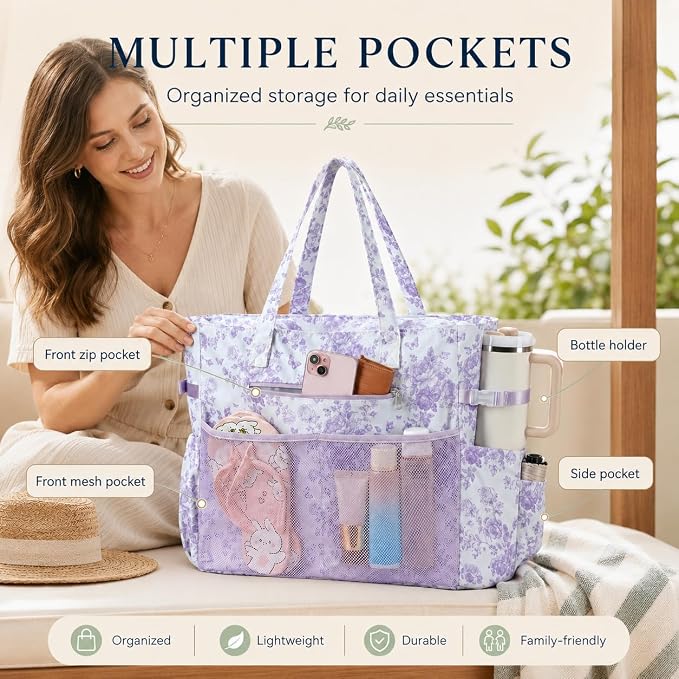 Bluboon Waterproof Beach Tote Pool Bags for Women Ladies Extra Large Carry On Bag With Wet Compartment for Weekender Travel - Image 6