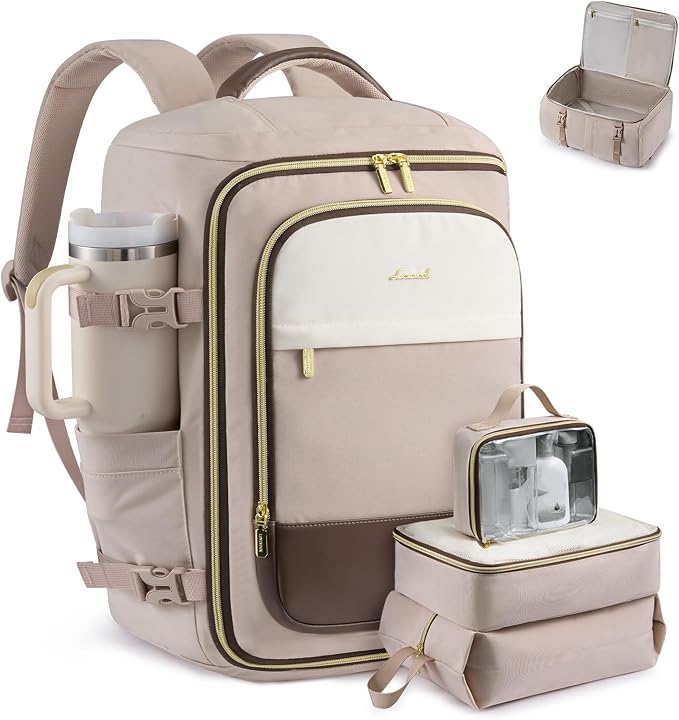 LOVEVOOK 40L Travel Backpack Carry on Flight Approved, Personal Item Bag with 3 Packing Cubes, Travel Backpack for Women Fits 17" Laptop, Water-resistant Carry On Bag for Airplanes by LOVEVOOK