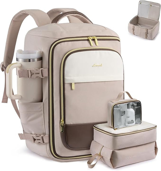 LOVEVOOK 40L Travel Backpack Carry on Flight Approved, Personal Item Bag with 3 Packing Cubes, Travel Backpack for Women Fits 17" Laptop, Water-resistant Carry On Bag for Airplanes by LOVEVOOK