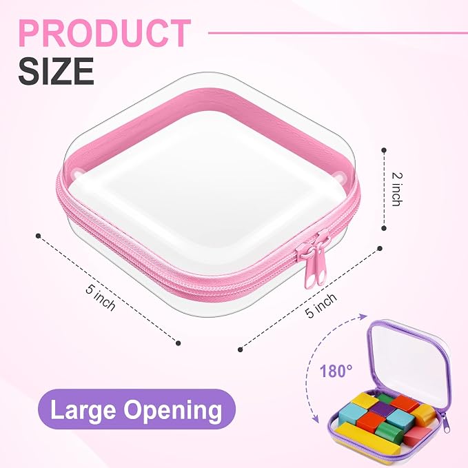 Hoolerry 4 Pcs Hard Clear Zipper Case Makeup Bags Plastic Zipper Pouch Transparent Storage Box Containers for Cosmetics, Snacks, Building Blocks, Puzzles(Clear,5 x 5 x 2 in,Multicolor) - Image 2