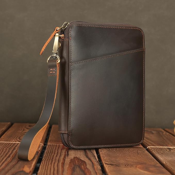 Polare Full Grain Leather Family Passport Wallet for 4 Passports, RFID Blocking Bifold Passport Cover Travel Document Organizer Holder for Women and Men (Dark Brown with AirTag Slot) - Image 8