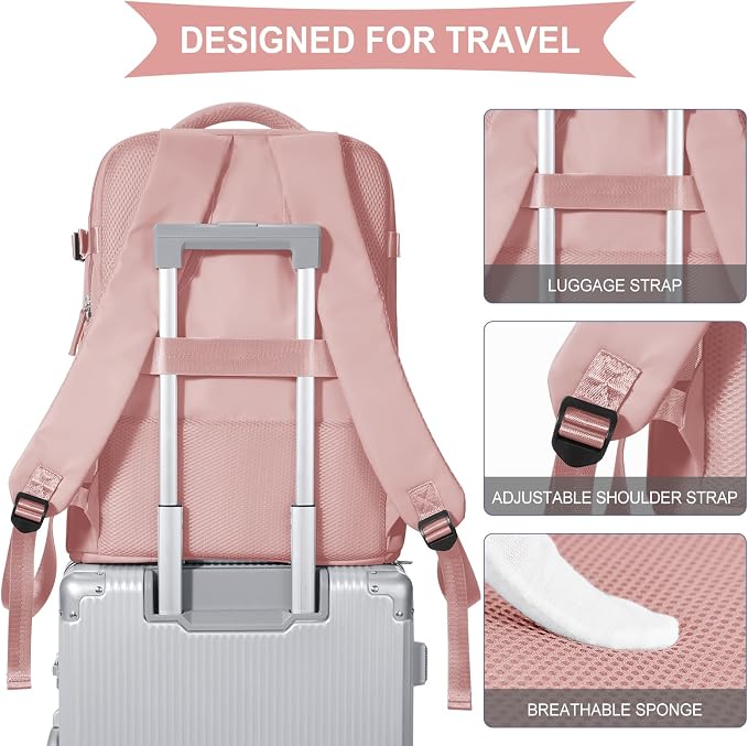 coowoz Large Travel Backpack For Women Men,Carry On Backpack Flight Approved,Hiking Backpack Waterproof Outdoor Sports Rucksack Casual Daypack Fit 15.6 Inch Laptop Shoes Compartment - Image 6