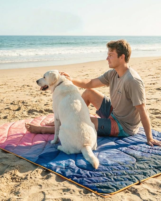 Gonex Camping Blanket with Aero-Warmth Breathable Layer - Puffy Printed Packable Blanket, Ultralight Wearable Water-Resistant Quilt, 79" X 55" for Camping, Beach, Hiking, Travel, Picnics(Sunset) - Image 7