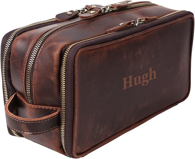 Personalized Leather Toiletry Bag for Men, 1/3/6pcs Wedding Gift Travel Shaving Dopp Kit - Cosmetic Bags Toiletries Bathroom Organizer - Groomsmen Gift(D1pc) - Image 3