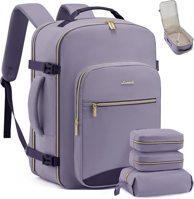 LOVEVOOK 40L Travel Backpack Flight Approved Carry on Backpack,3 Packing Cubes,Waterproof Personal Item Travel Bag,TSA Carry on Luggage Suitcase Travel Essentials,Gifts for Women & Men,fits 17" Laptop by LOVEVOOK