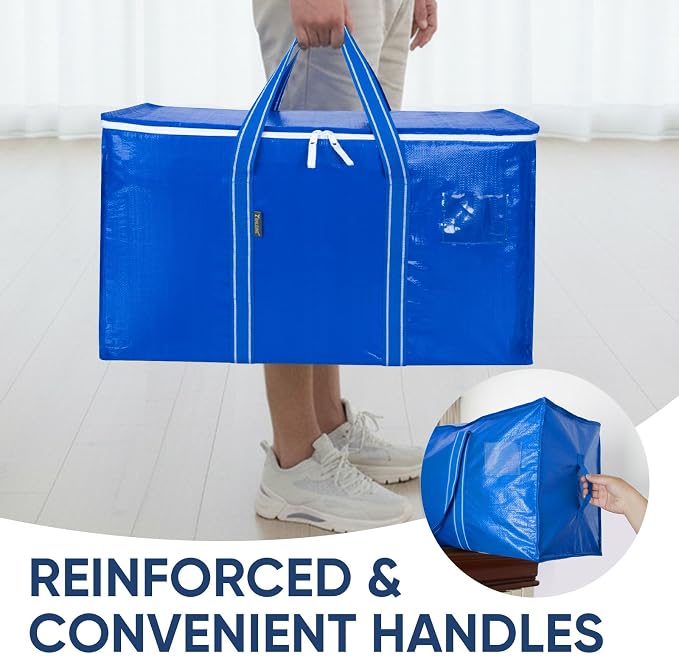 BALEINE 4-Pack Oversized Moving Bags with Reinforced Handles, Heavy-Duty Storage Tote for Clothes, Moving Supplies (Royal Blue, 4-Pack) - Image 5