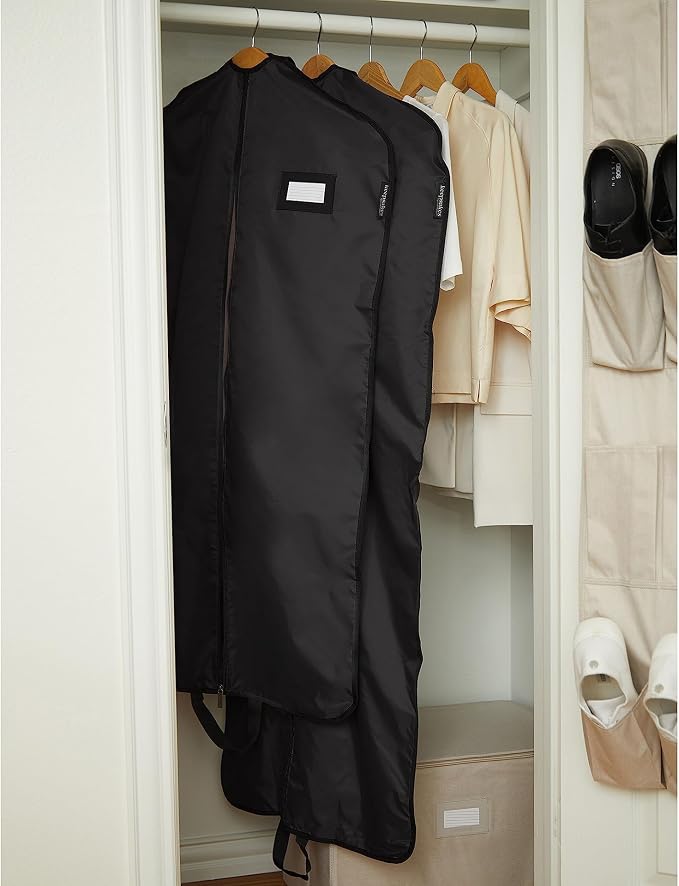 Covermates Keepsakes Garment Bag Set for Closet Storage and Travel – Breathable Suit and Dress Bags with ID Window and Carrying Handles – Heavy-Duty Hanging Wardrobe Protection Set, Black - Image 6