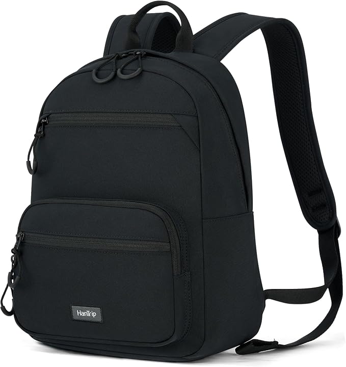 HanTrip Carry On Travel Backpack For Men Women, 13 Inch Small Mini Work Bag Personal Item Backpacks, Camping Back Pack Lightweight Hiking Daypack For Office Nurse Commuter (Black) by HanTrip